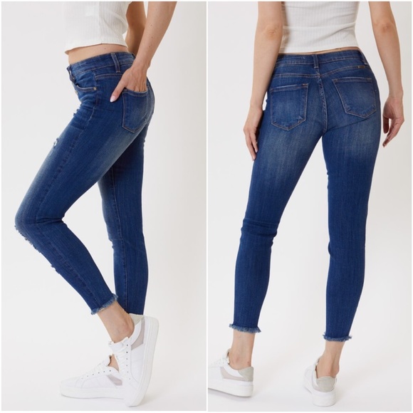 02 KanCan Medium Wash Distressed Skinny Denim Jeans - Picture 5 of 5